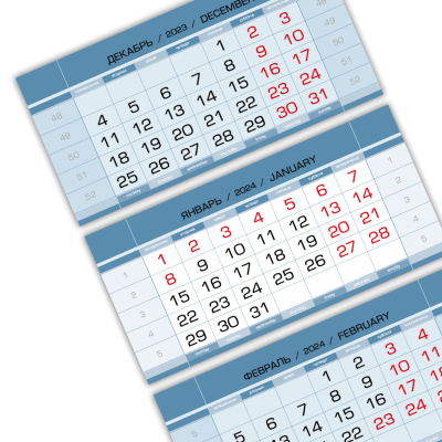 Календарные блоки 2024, Миди Стандарт М КС, Голубой металлик